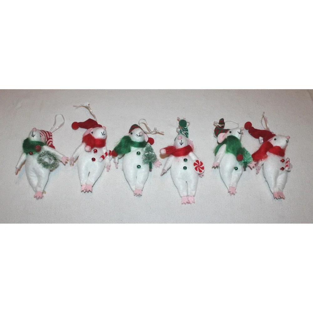 lot of 6 Target Wondershop fabric mouse mice Christmas ornaments red green 2022